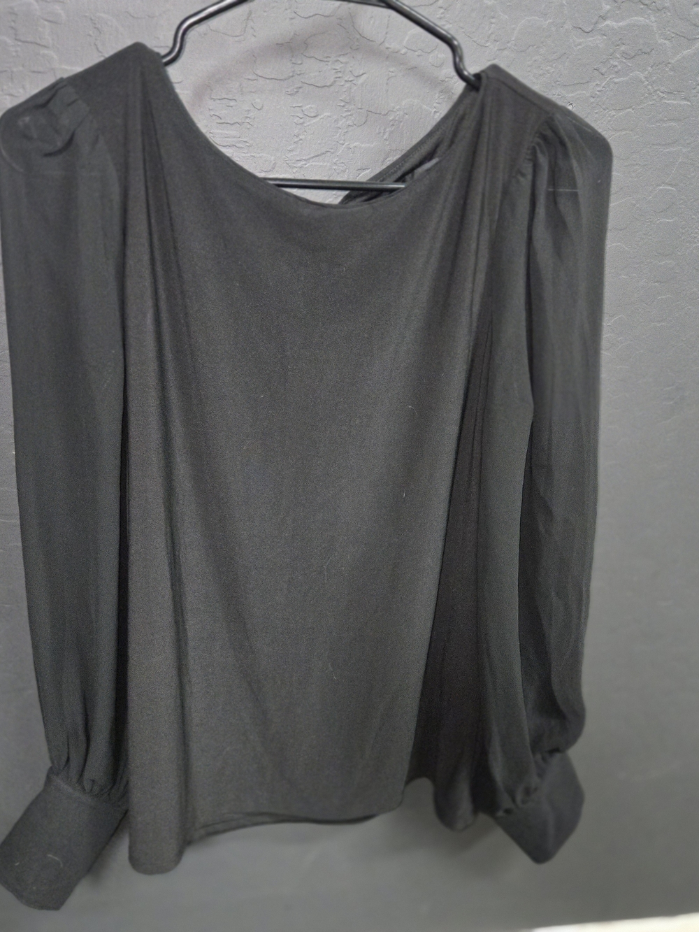 White House Black Market Black Long-Sleeve Drapey Blouse